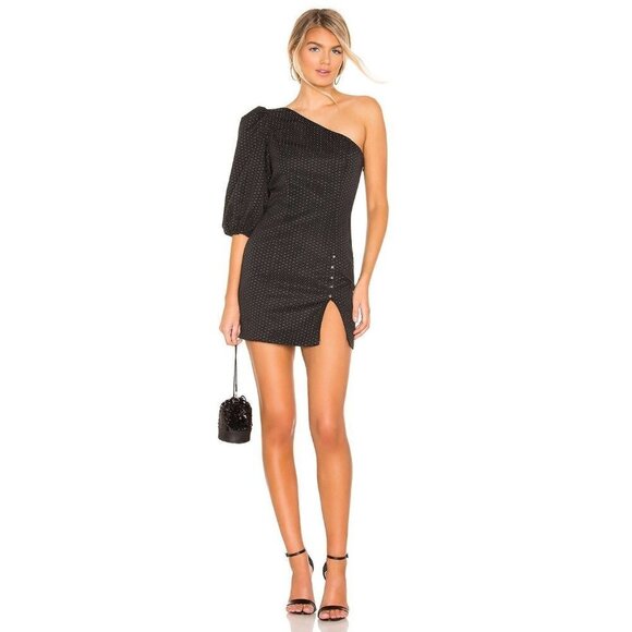 H:ours Elsa Dress in Black & White Small New Womens One Shoulder Cocktail - Picture 1 of 12